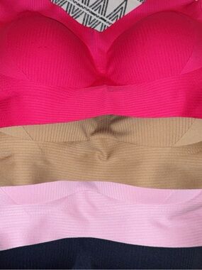 Seamless Wireless Bandeau Bra - Hot Pink, Tan, Light Pink, Black